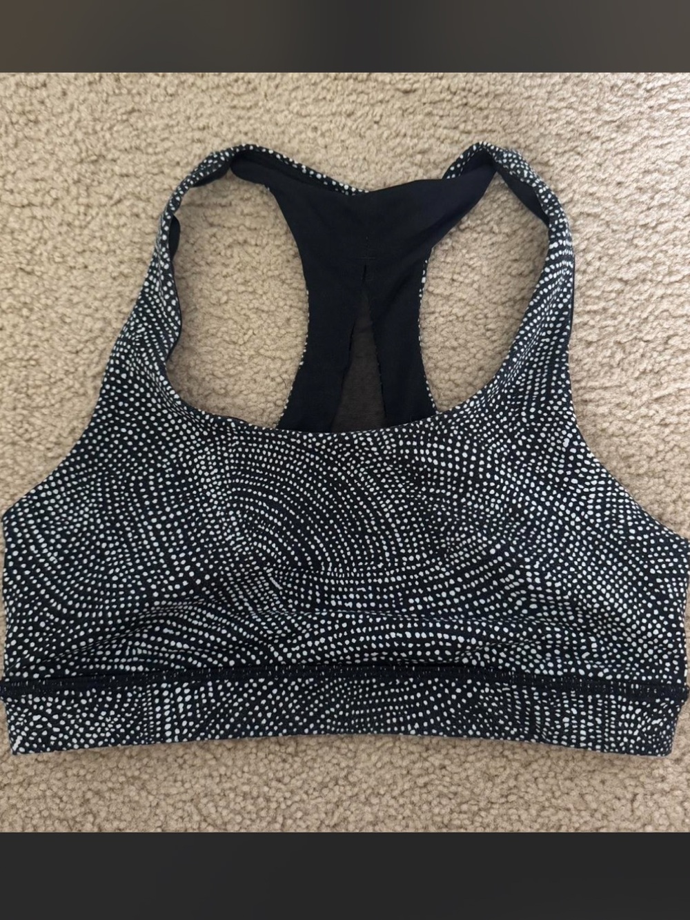 Lululemon Black and White Dotted Racerback Sports Bra